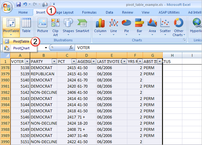 serial number in excel pivot table